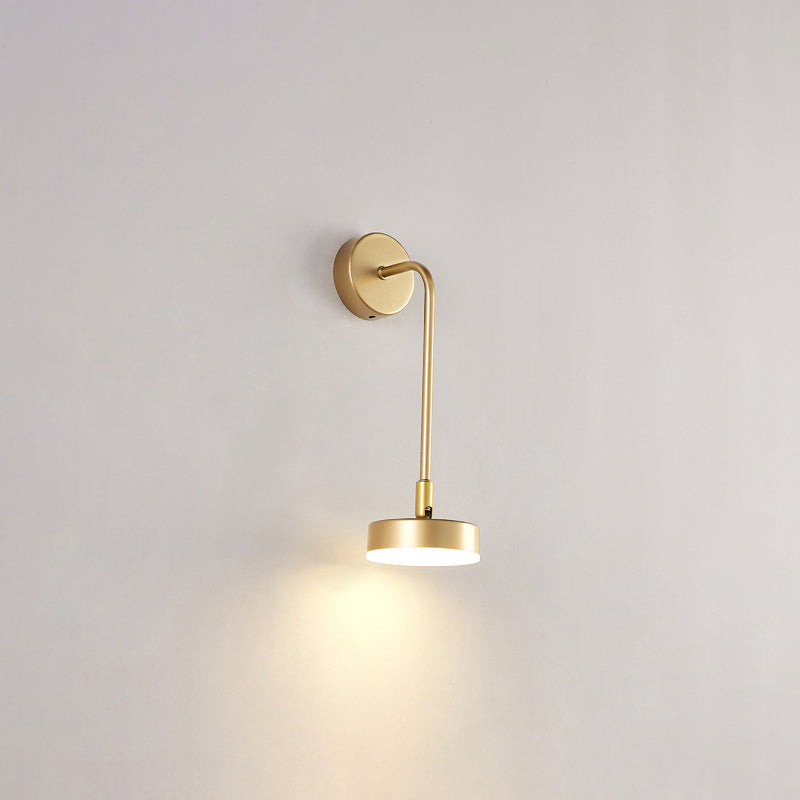 Runde Metall LED Wandleuchte Einfache Stil Goldene Wandmontierte Lampe für Schlafzimmer