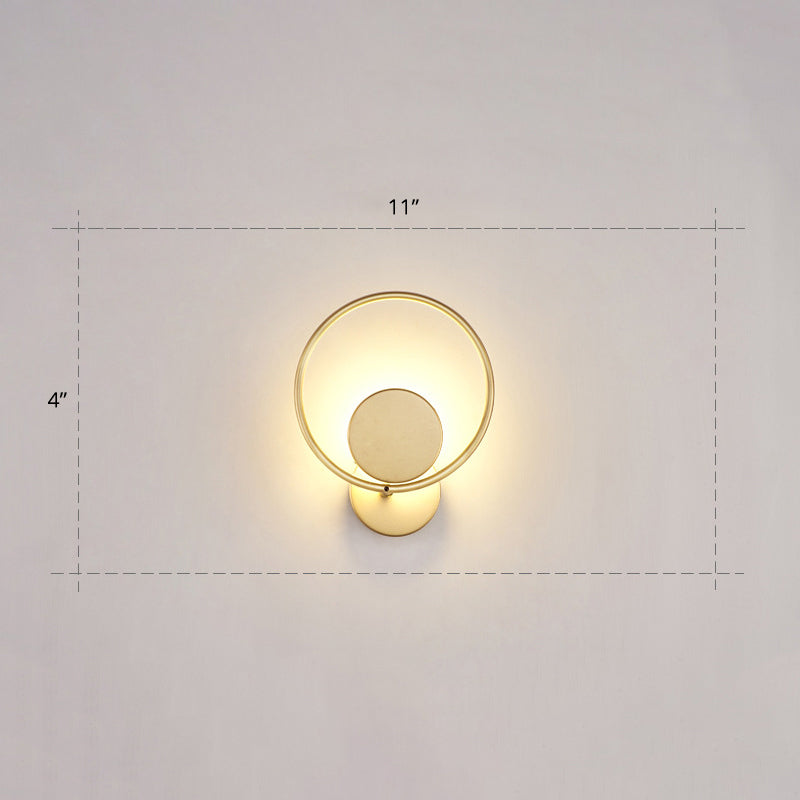 Runde Metall LED Wandleuchte Einfache Stil Goldene Wandmontierte Lampe für Schlafzimmer