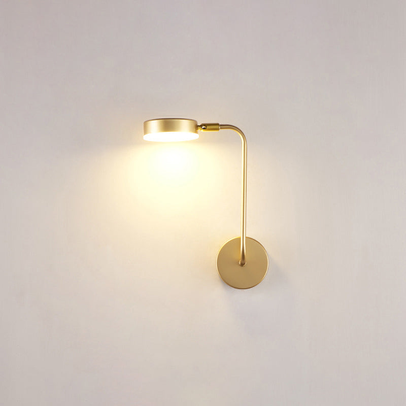Runde Metall LED Wandleuchte Einfache Stil Goldene Wandmontierte Lampe für Schlafzimmer
