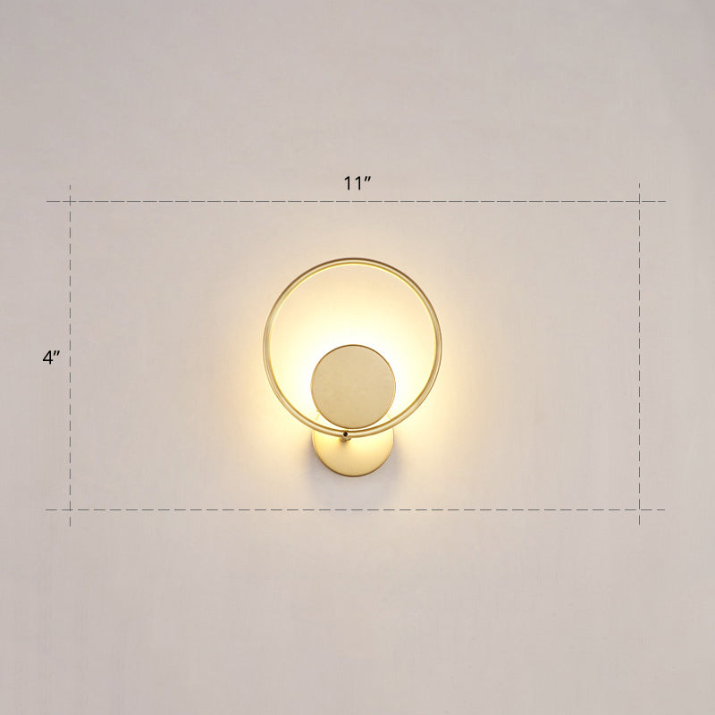 Runde Metall LED Wandleuchte Einfache Stil Goldene Wandmontierte Lampe für Schlafzimmer
