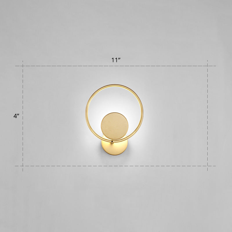 Runde Metall LED Wandleuchte Einfache Stil Goldene Wandmontierte Lampe für Schlafzimmer
