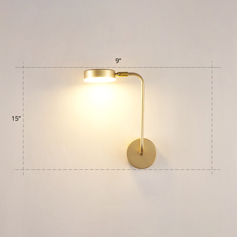 Runde Metall LED Wandleuchte Einfache Stil Goldene Wandmontierte Lampe für Schlafzimmer