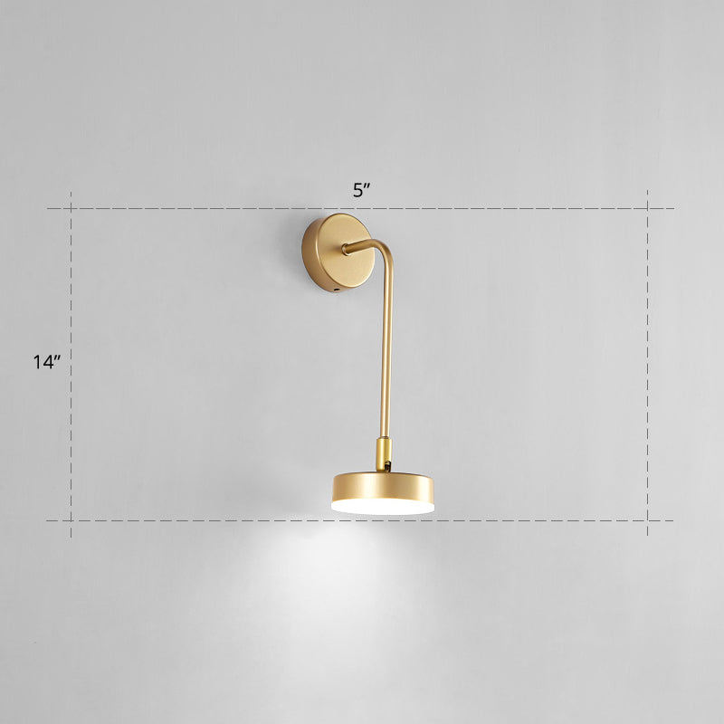 Runde Metall LED Wandleuchte Einfache Stil Goldene Wandmontierte Lampe für Schlafzimmer