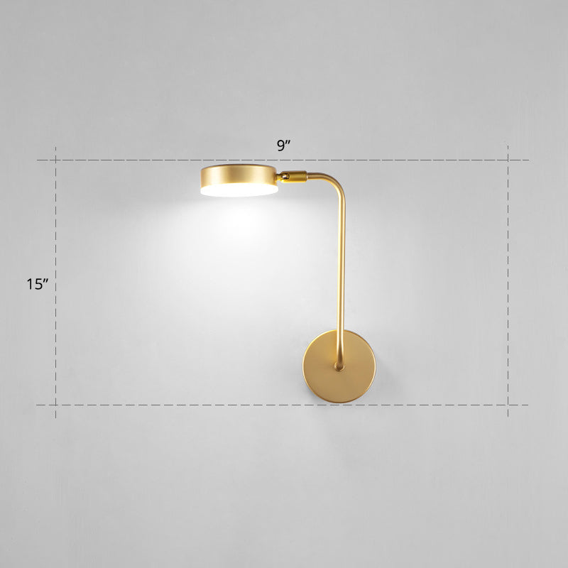 Runde Metall LED Wandleuchte Einfache Stil Goldene Wandmontierte Lampe für Schlafzimmer