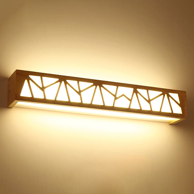 Nordic Rechteckige Wandleuchte Holz LED Badezimmer Wandmontierte Lampe in Beige
