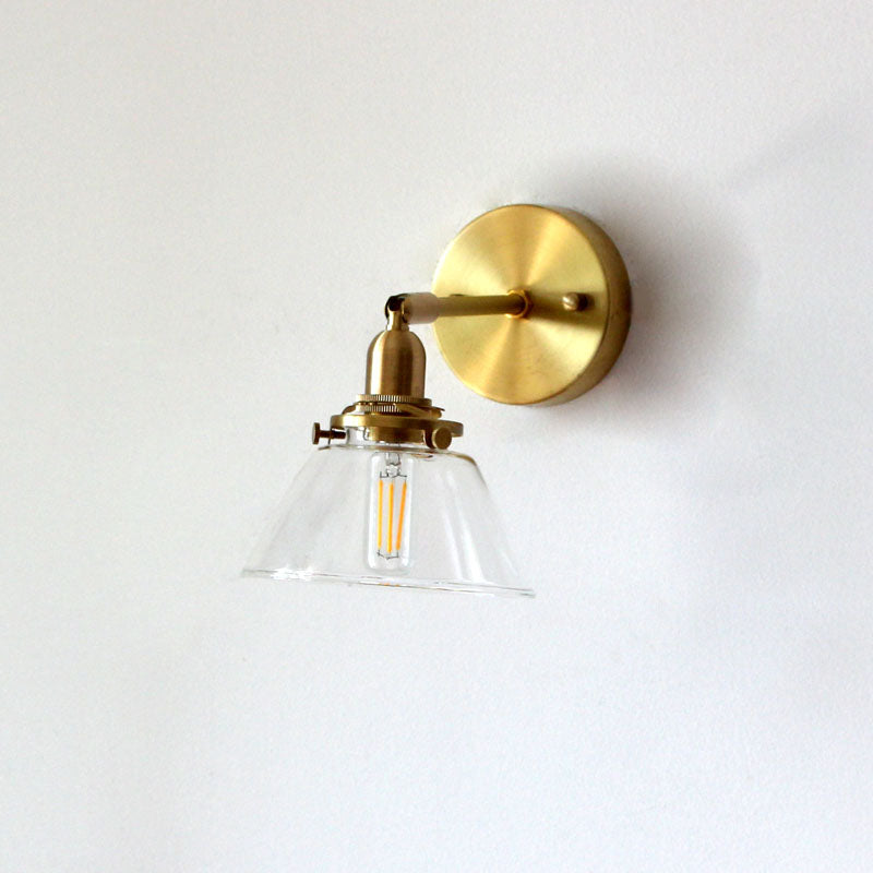 Frendorf | Minimalistische Verjaring Rotating Wandverlichting Enkelvoudige Lampen Glazen Wandlamp in Messing voor Woonkamer