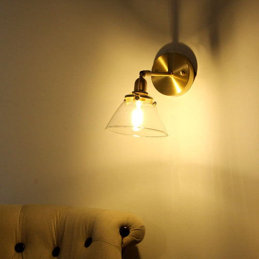 Frendorf | Minimalistische Verjaring Rotating Wandverlichting Enkelvoudige Lampen Glazen Wandlamp in Messing voor Woonkamer