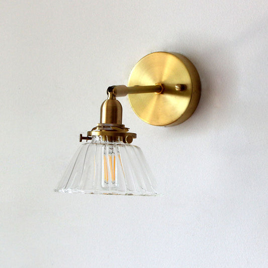 Frendorf | Minimalistische Verjaring Rotating Wandverlichting Enkelvoudige Lampen Glazen Wandlamp in Messing voor Woonkamer