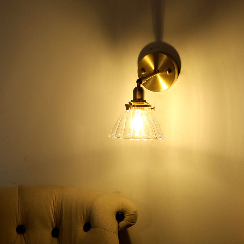 Frendorf | Minimalistische Verjaring Rotating Wandverlichting Enkelvoudige Lampen Glazen Wandlamp in Messing voor Woonkamer