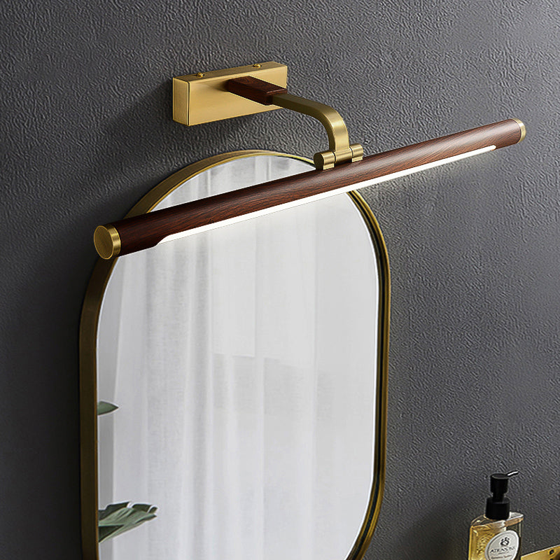 Frendorf | Walnoten Houtnerf Tube Wandlamp Country Acryl Bad LED Vanity Verlichting met Messing Pivot Joint