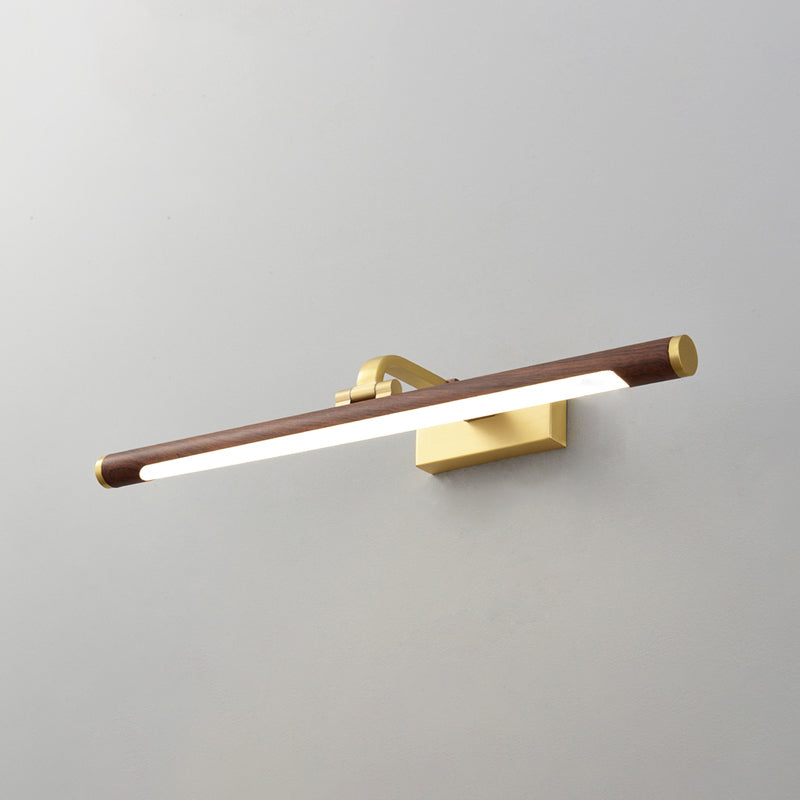 Frendorf | Walnoten Houtnerf Tube Wandlamp Country Acryl Bad LED Vanity Verlichting met Messing Pivot Joint