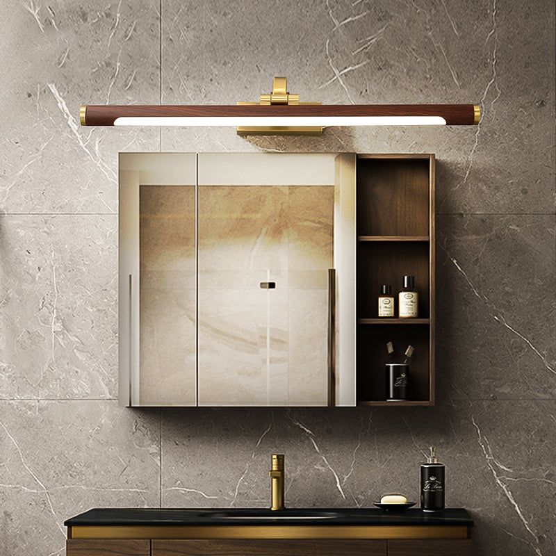 Walnussholzmaserung Rohr Wandleuchte Land Acryl Bad LED Vanity Beleuchtung mit Messing Drehgelenk