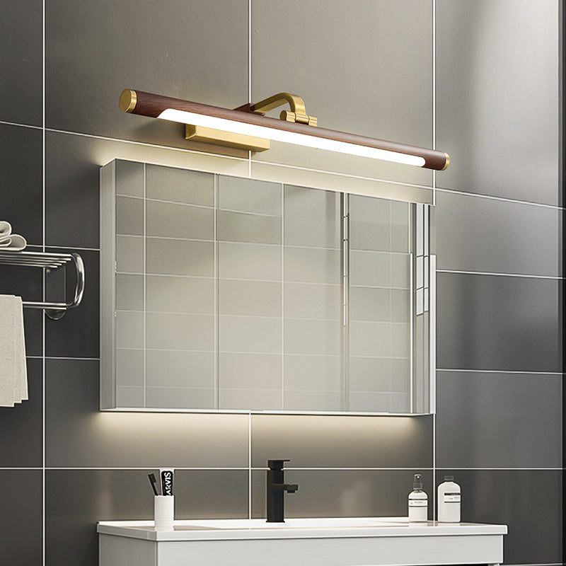 Walnussholzmaserung Rohr Wandleuchte Land Acryl Bad LED Vanity Beleuchtung mit Messing Drehgelenk