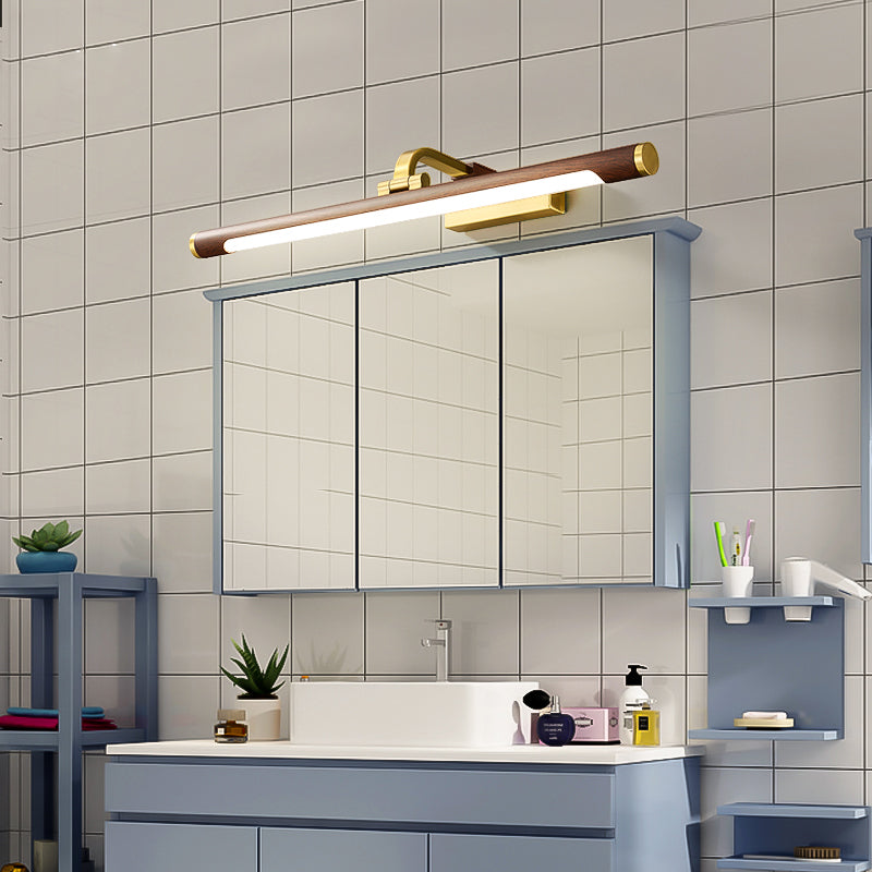Walnussholzmaserung Rohr Wandleuchte Land Acryl Bad LED Vanity Beleuchtung mit Messing Drehgelenk