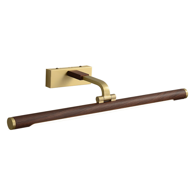Frendorf | Walnoten Houtnerf Tube Wandlamp Country Acryl Bad LED Vanity Verlichting met Messing Pivot Joint