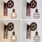 Frendorf | Sferische Draad Kooi Foyer Wandlamp Rustiek IJzer 1-Licht Slaapkamer Wandmontage Lamp met Katrol