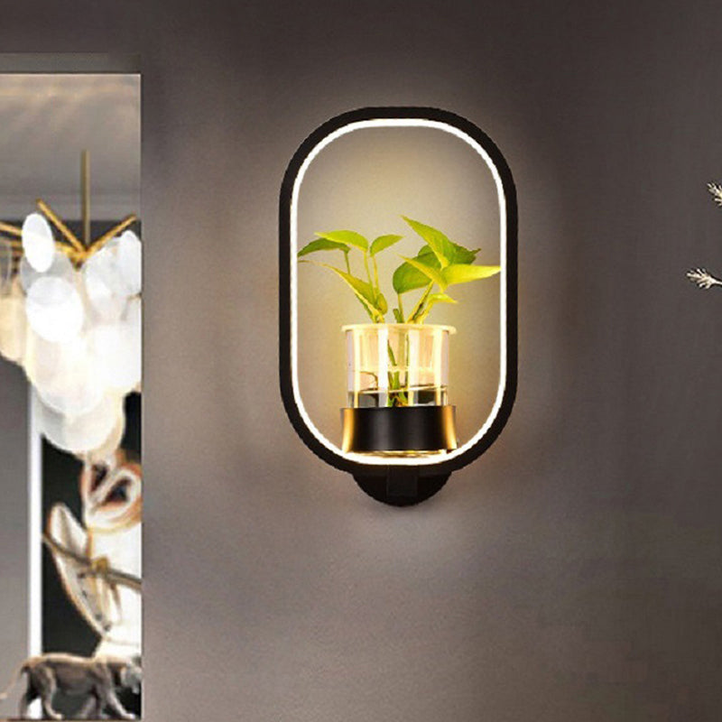Dekorative Halo LED-Wandlampe Metall Schlafzimmer Wandlicht mit gläsernem Hydroponiktopf