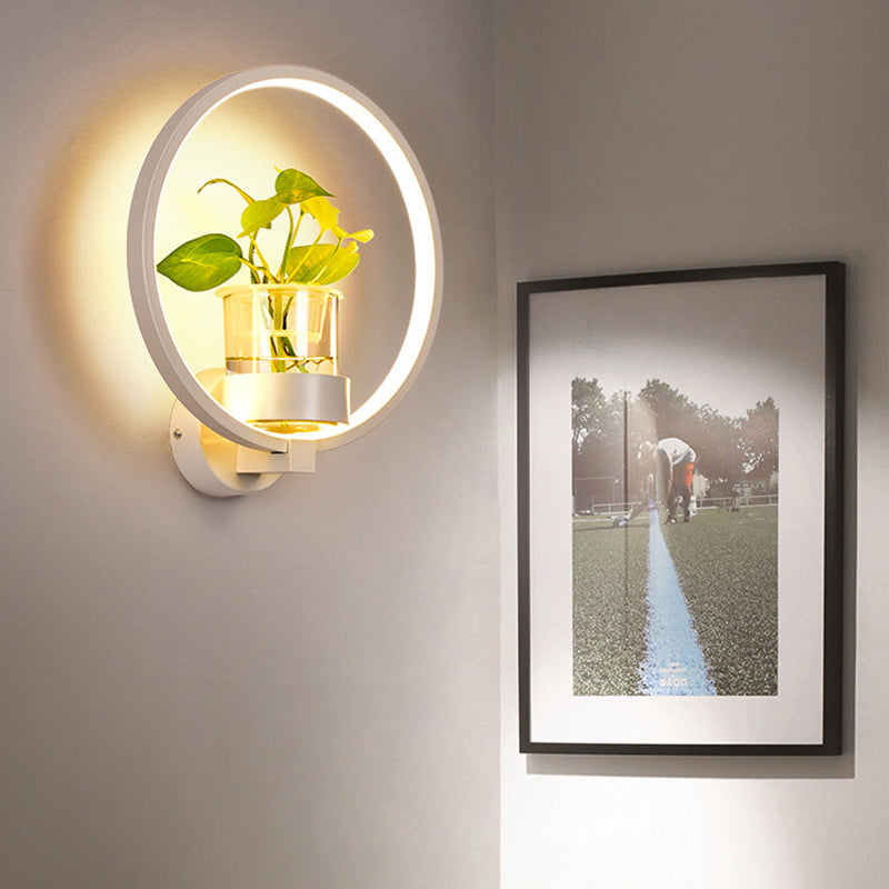 Dekorative Halo LED-Wandlampe Metall Schlafzimmer Wandlicht mit gläsernem Hydroponiktopf