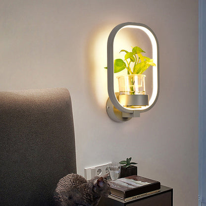 Dekorative Halo LED-Wandlampe Metall Schlafzimmer Wandlicht mit gläsernem Hydroponiktopf