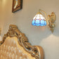Frendorf | 1 Licht Wandscherm Licht Barok Dome/Conus Beige Glas Wandmontage Verlichting met Blad/Gem/Bloem Motief