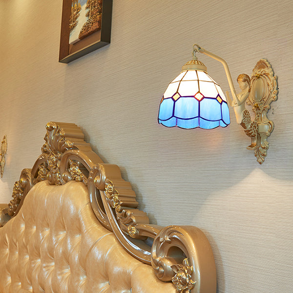 Frendorf | 1 Licht Wandscherm Licht Barok Dome/Conus Beige Glas Wandmontage Verlichting met Blad/Gem/Bloem Motief