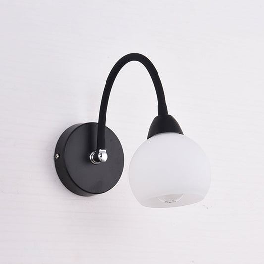 Frendorf | Ball Wandmontage Vanity Light Retro Zwart Opalglas Wandlamp voor Badkamer