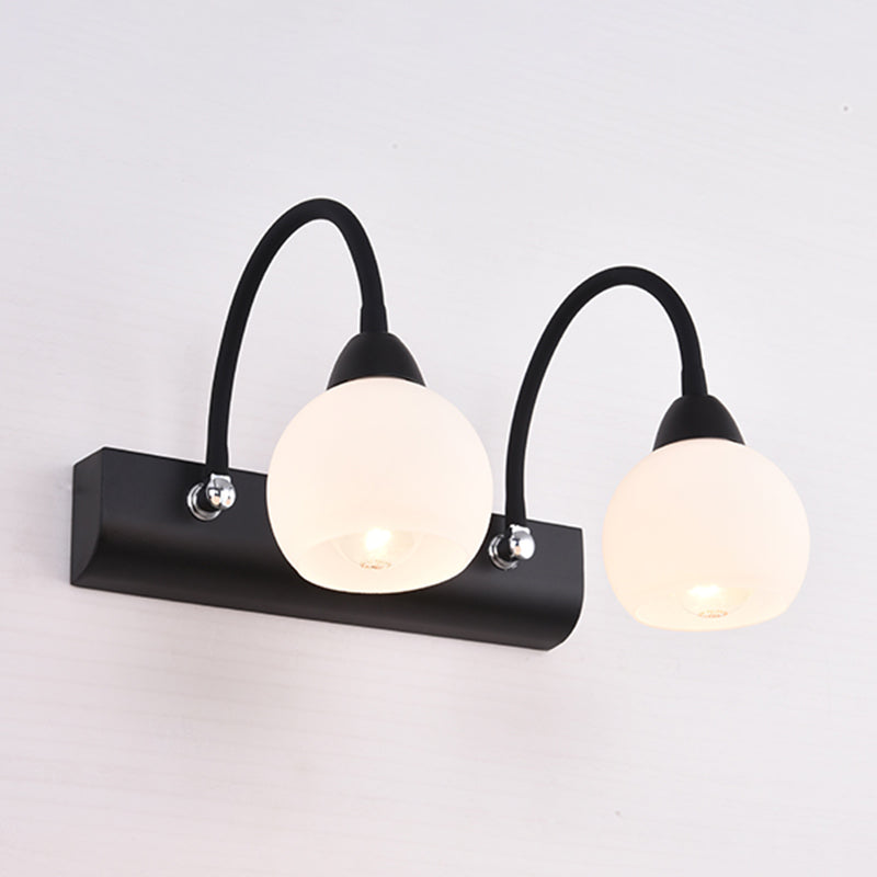 Frendorf | Ball Wandmontage Vanity Light Retro Zwart Opalglas Wandlamp voor Badkamer