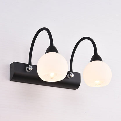 Frendorf | Ball Wandmontage Vanity Light Retro Zwart Opalglas Wandlamp voor Badkamer