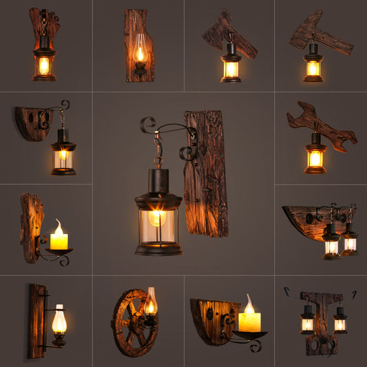 Frendorf | Nautical Geometrische Wandlamp Houten Wandbevestigingsverlichting voor Woonkamer