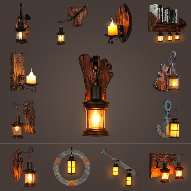 Frendorf | Nautical Geometrische Wandlamp Houten Wandbevestigingsverlichting voor Woonkamer