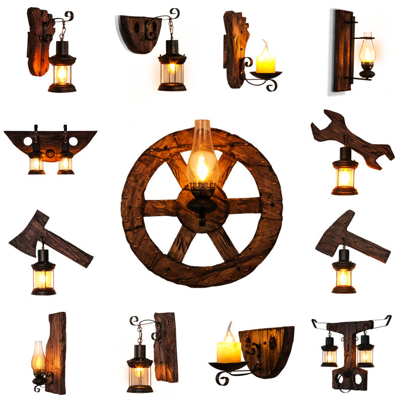 Frendorf | Nautical Geometrische Wandlamp Houten Wandbevestigingsverlichting voor Woonkamer
