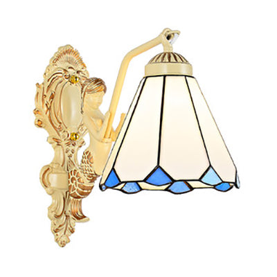 Frendorf | 1 Licht Wandscherm Licht Barok Dome/Conus Beige Glas Wandmontage Verlichting met Blad/Gem/Bloem Motief