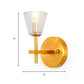 Frendorf | 1/2-Licht Helder Glas Wandlamp Moderne Stijl Gouden Conus Slaapkamer Wandlicht met Strak Arm