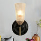 Frendorf | 1/2-Licht Wandlamp Traditionele Kegelvormige Helder Gestructureerd Glas Wandlamp in Zwart voor Hal