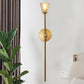 Frendorf | 1-Licht Wandlamp Simpel Globe/Kegel Duidelijk Raster Glas Wandlamp met Schone Lijn Arm in Goud voor Gang
