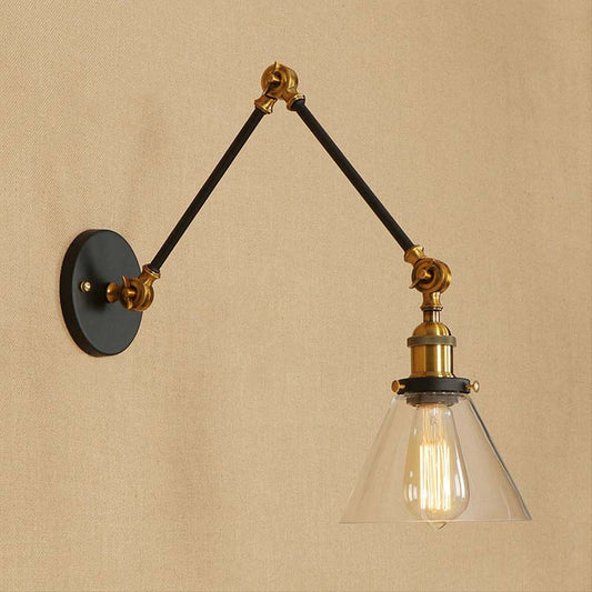 Frendorf | 1 Licht Getaperde Wandlamp Vintage Stijl Satijn Messing/Chroom/Antiek Messing Heldere Glazen Wandlamp voor Woonkamer