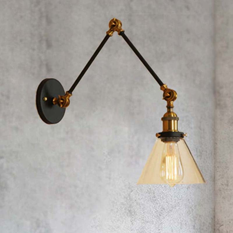 Frendorf | 1 Licht Getaperde Wandlamp Vintage Stijl Satijn Messing/Chroom/Antiek Messing Heldere Glazen Wandlamp voor Woonkamer