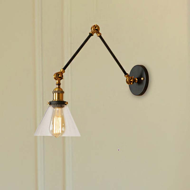 Frendorf | 1 Licht Getaperde Wandlamp Vintage Stijl Satijn Messing/Chroom/Antiek Messing Heldere Glazen Wandlamp voor Woonkamer
