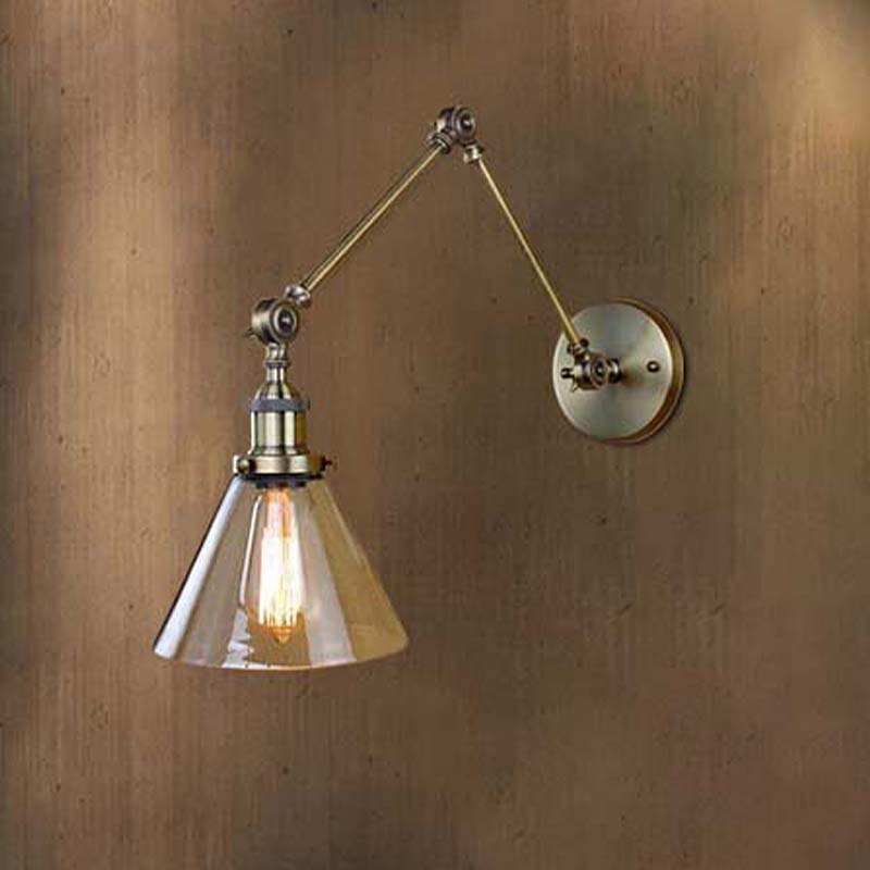 Frendorf | 1 Licht Getaperde Wandlamp Vintage Stijl Satijn Messing/Chroom/Antiek Messing Heldere Glazen Wandlamp voor Woonkamer