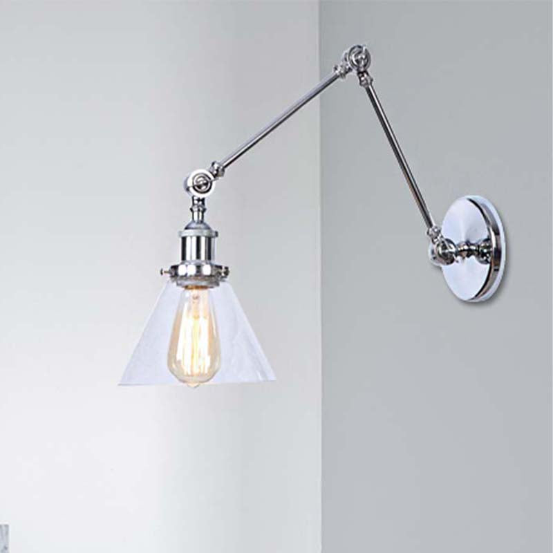 Frendorf | 1 Licht Getaperde Wandlamp Vintage Stijl Satijn Messing/Chroom/Antiek Messing Heldere Glazen Wandlamp voor Woonkamer