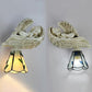Frendorf | Blatt Wandbeleuchtung mit Harz schlafendem Engel Landhausstil Buntglas 1-Kopf Wandleuchte Licht in Klar/Beige
