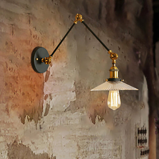Frendorf | Saucer Wohnzimmer Wandleuchte Rustikaler Stil Prismen Glas 1 Licht Schwarz/Silber/Bronze Wandlampe