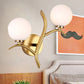Frendorf | 2 Lampen Witte Glas Wandlamp Moderne Goud/Zwarte Globe Eettafel Wandlamp Licht met Takvormigem Arm
