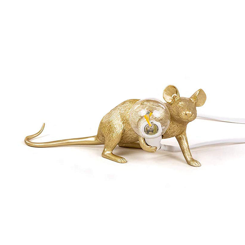 Gold Finish Maus Kleine Tischlampe Dekorative Einzelne Harz Nachttischlampe für Schlafzimmer