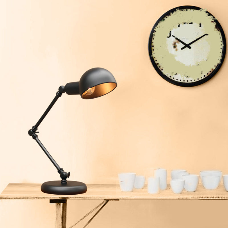 Metall 3- Gelenk Schwenkarm Arbeitsleuchte Industrie 1 Glühbirne Schlafzimmer Tischlampe mit Schirm in Schwarz
