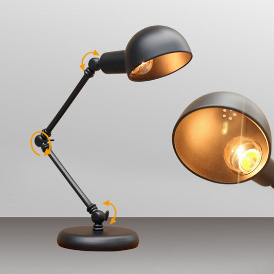 Metall 3- Gelenk Schwenkarm Arbeitsleuchte Industrie 1 Glühbirne Schlafzimmer Tischlampe mit Schirm in Schwarz