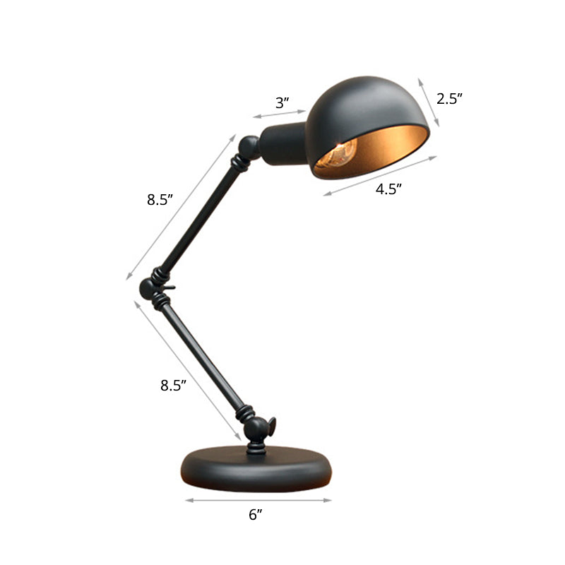 Metall 3- Gelenk Schwenkarm Arbeitsleuchte Industrie 1 Glühbirne Schlafzimmer Tischlampe mit Schirm in Schwarz