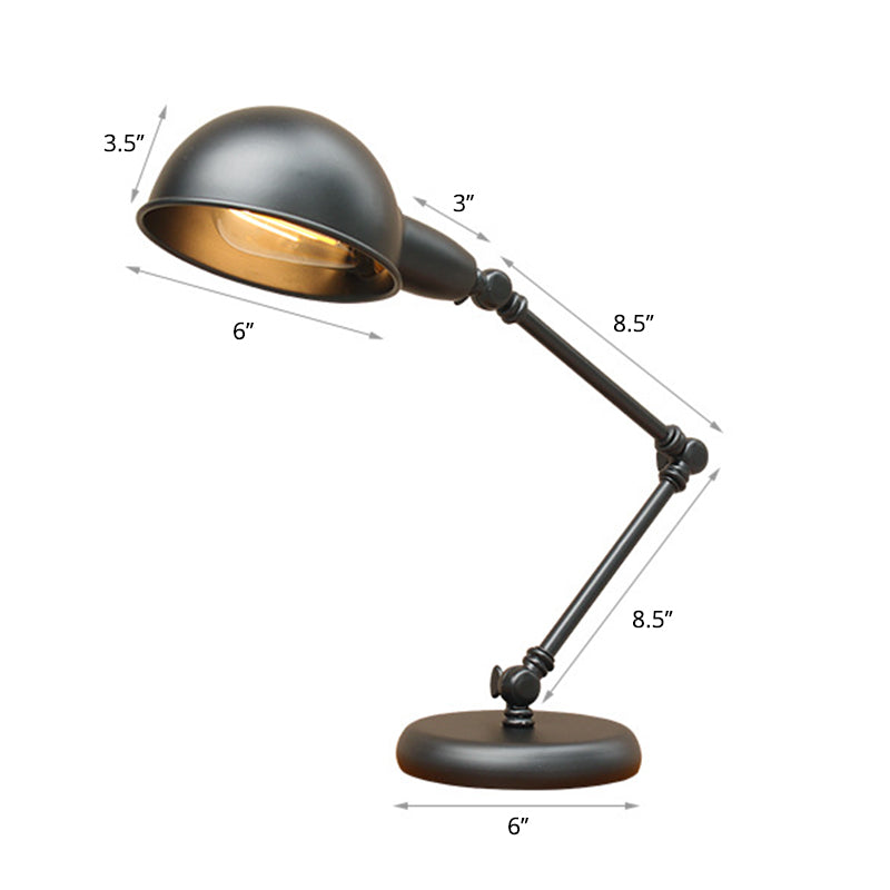 Metall 3- Gelenk Schwenkarm Arbeitsleuchte Industrie 1 Glühbirne Schlafzimmer Tischlampe mit Schirm in Schwarz