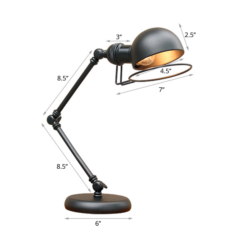Metall 3- Gelenk Schwenkarm Arbeitsleuchte Industrie 1 Glühbirne Schlafzimmer Tischlampe mit Schirm in Schwarz