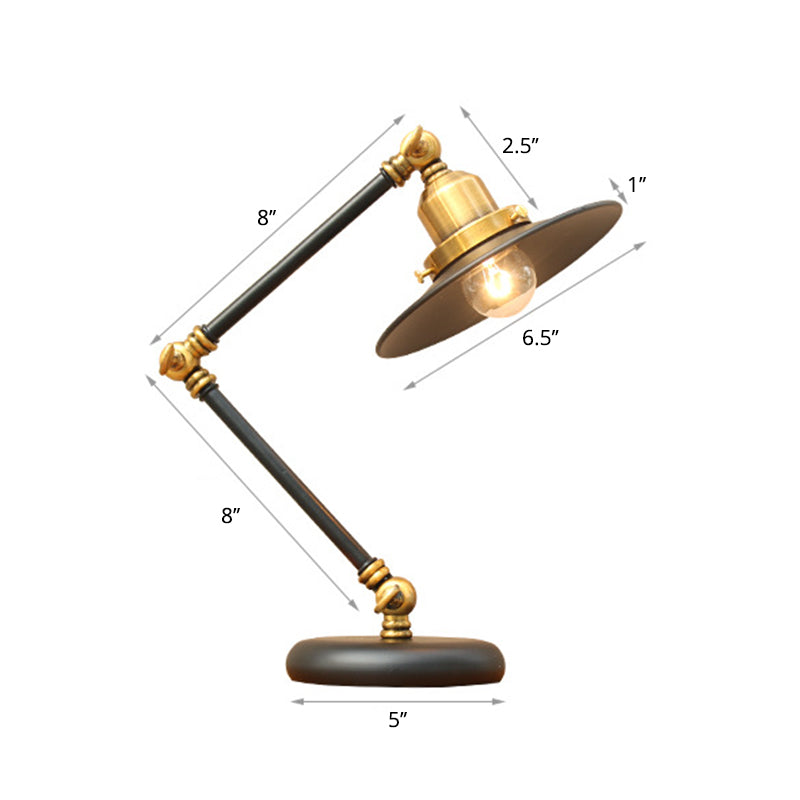 Metall 3- Gelenk Schwenkarm Arbeitsleuchte Industrie 1 Glühbirne Schlafzimmer Tischlampe mit Schirm in Schwarz